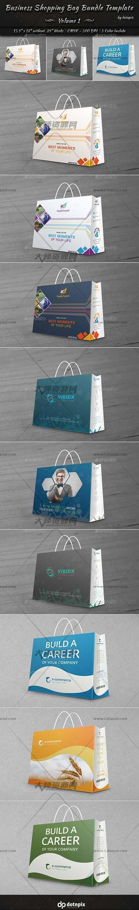 Business Shopping Bag Bundle Template Volume 1,手提袋版面设计模板